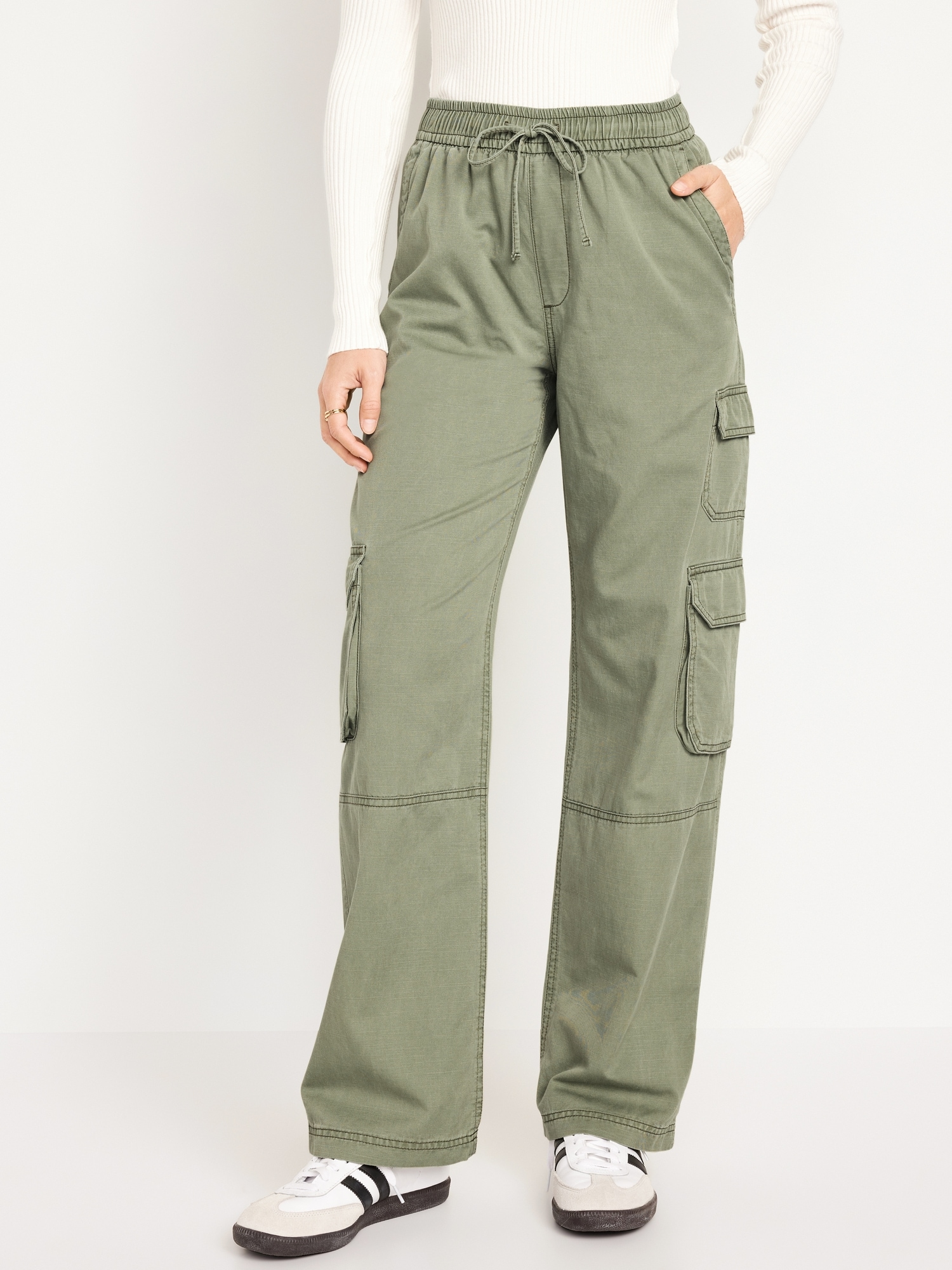 Women's Stretch Skinny Cargo Pants Casual High Waist Drawstring