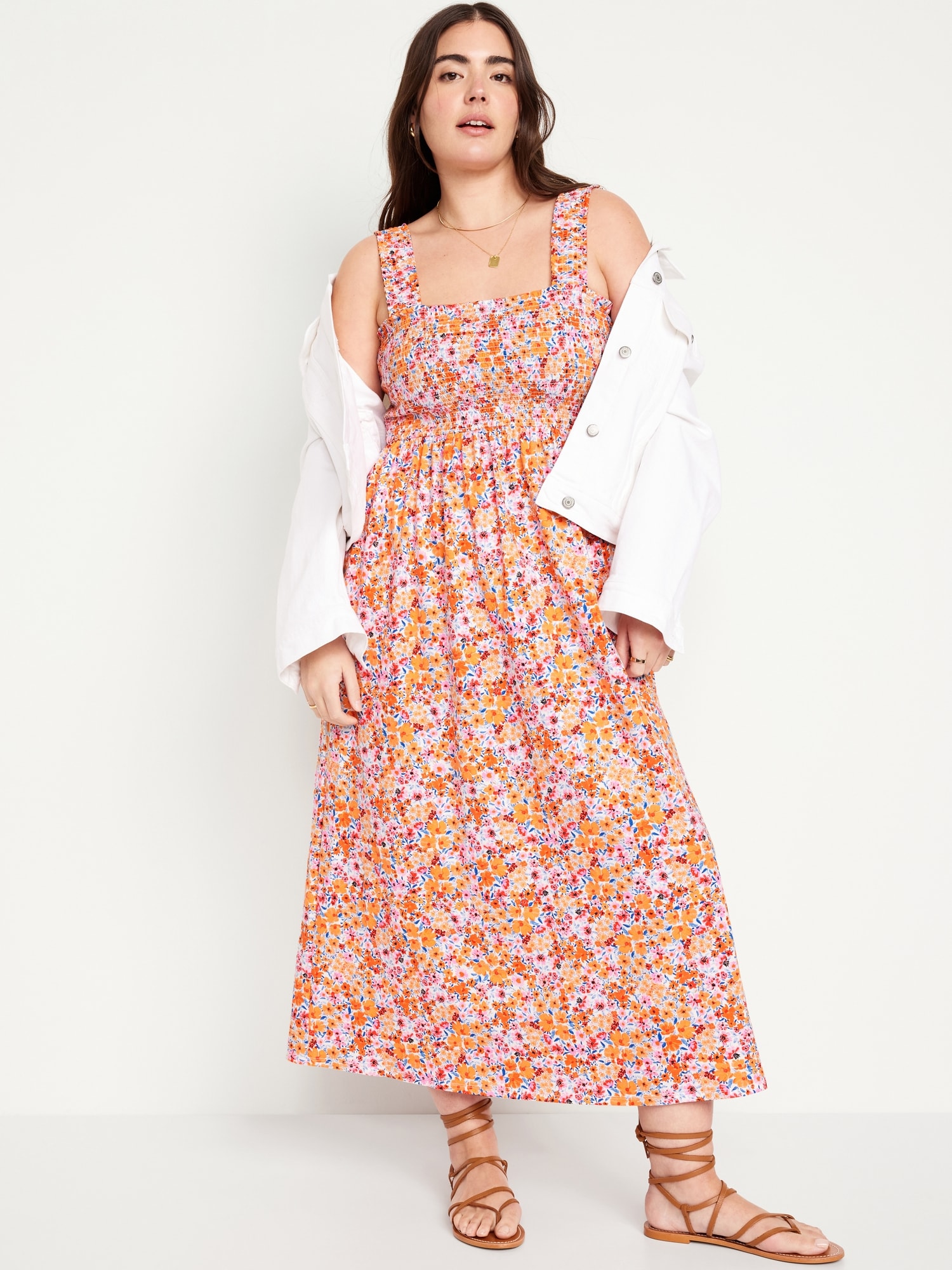 Fit And Flare Smocked Midi Dress Old Navy