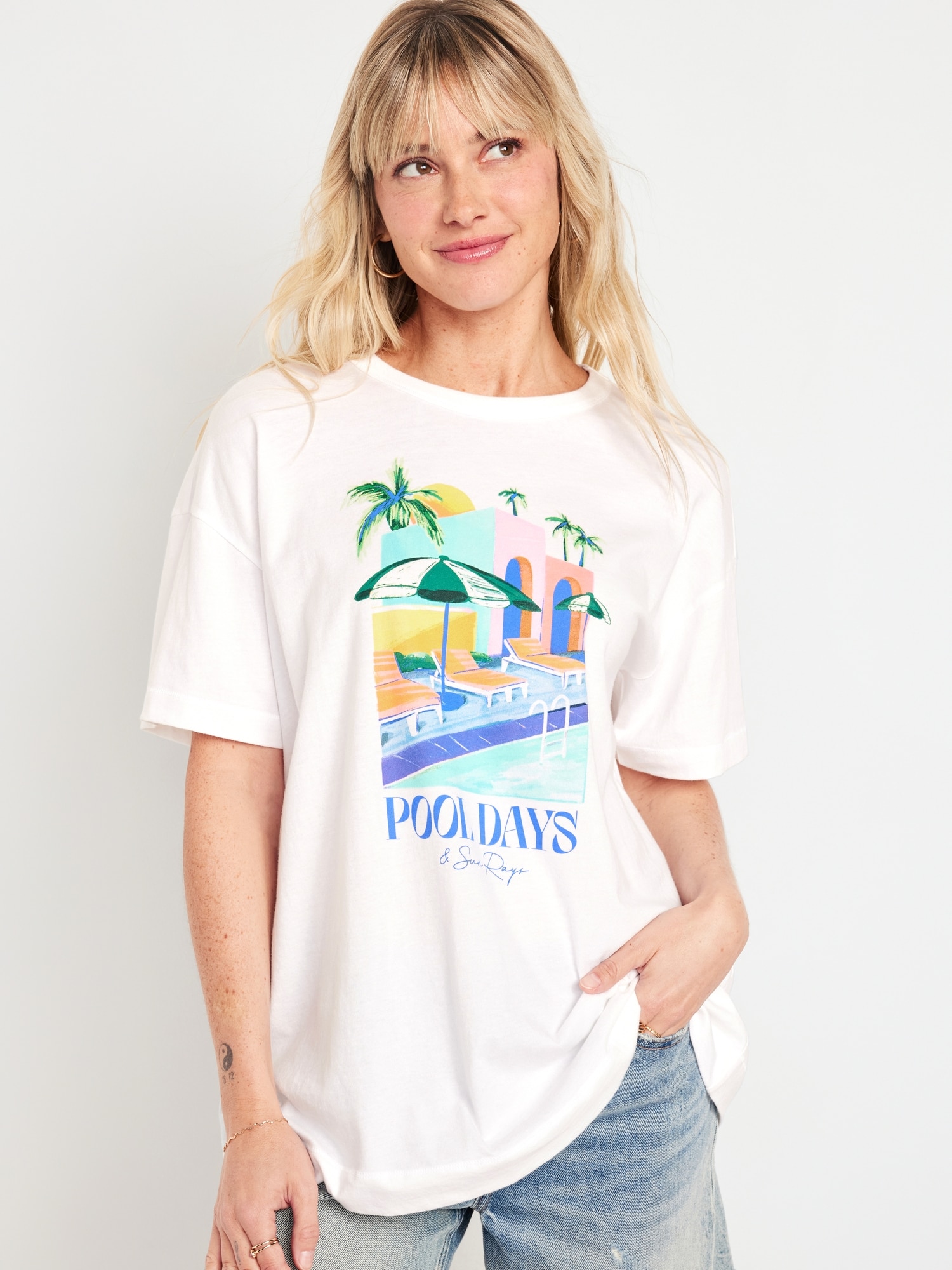 Oversized EveryWear Graphic Tunic T-Shirt Hot Deal