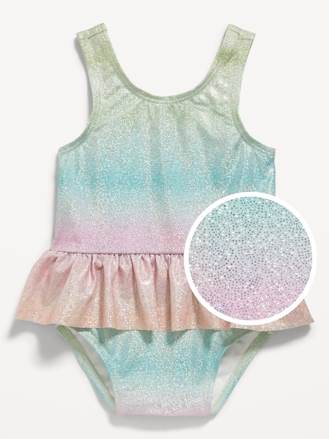 Printed Ruffled One-Piece Swimsuit for Baby