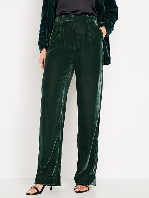Image number 1 showing, Extra High-Waisted Velvet Taylor Pants