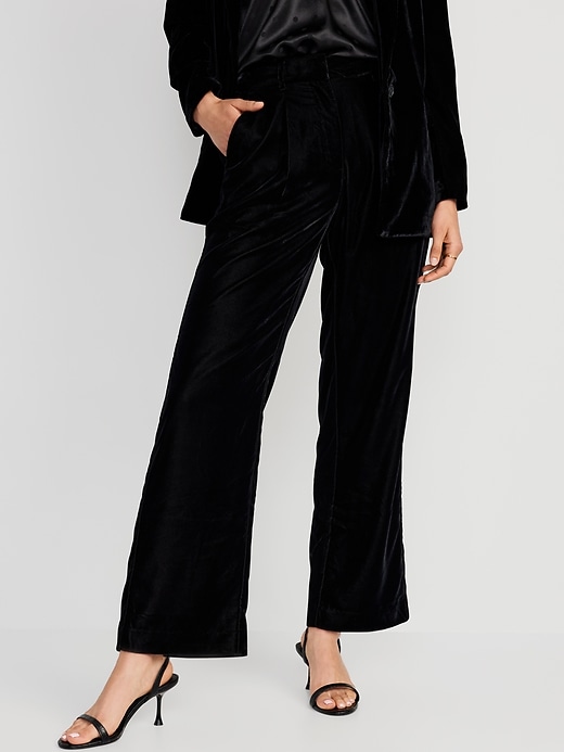 Image number 1 showing, Extra High-Waisted Velvet Taylor Pants