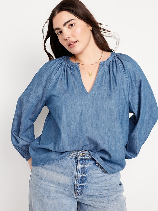 Image number 5 showing, Long-Sleeve Chambray Top