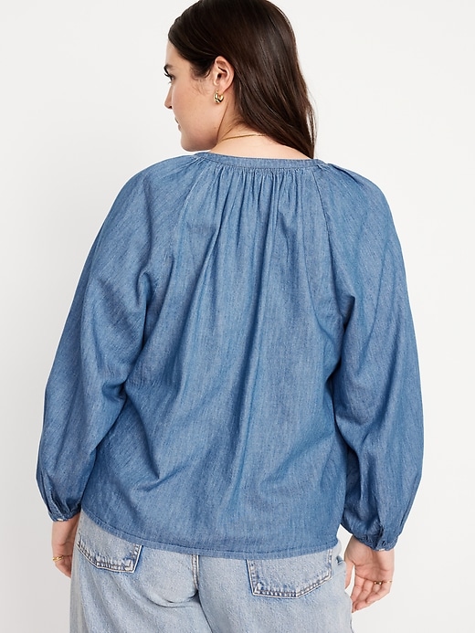 Image number 6 showing, Long-Sleeve Chambray Top