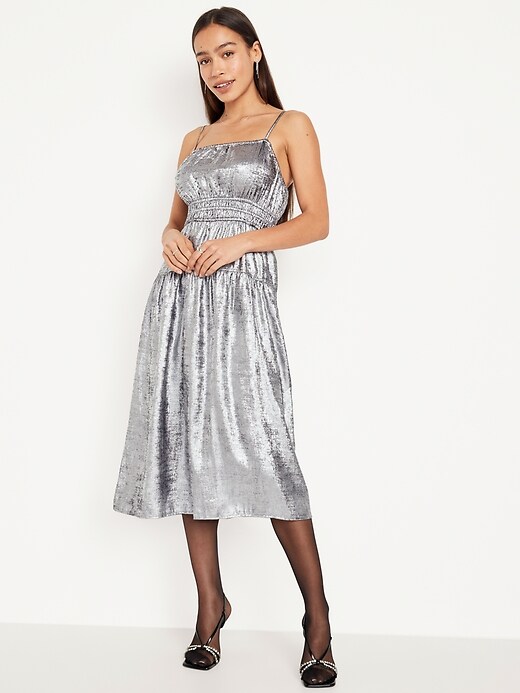 knee length dresses for ladies Self-Portrait - Silver Gradient Sequin Midi Dress