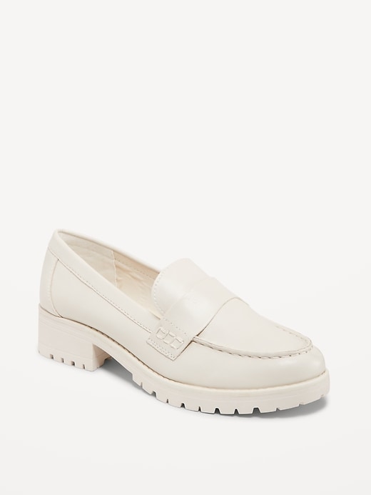 Image number 1 showing, Faux-Leather Chunky Heel Loafers