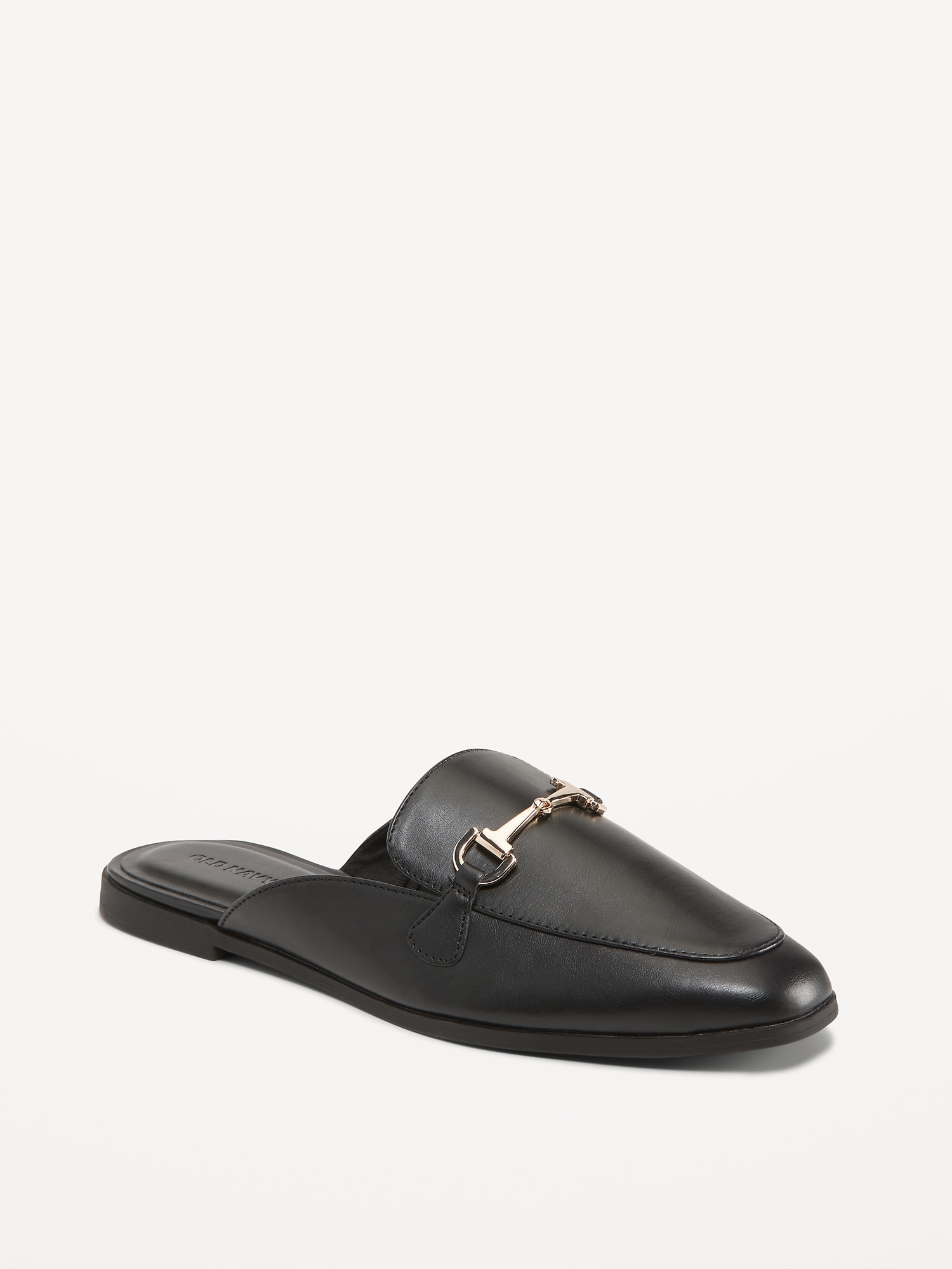 Faux-Leather Loafer Mule Shoes