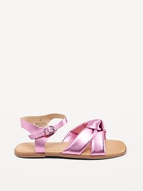 View large product image 3 of 4. Faux-Leather Knotted Strap Sandals for Girls