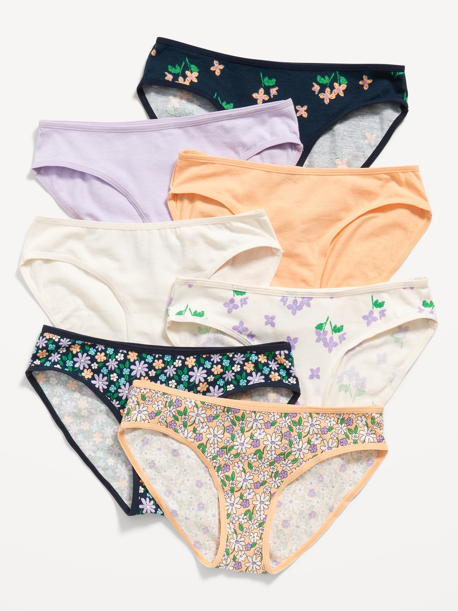 Valentine-Print Bikini Underwear 7-Pack for Girls