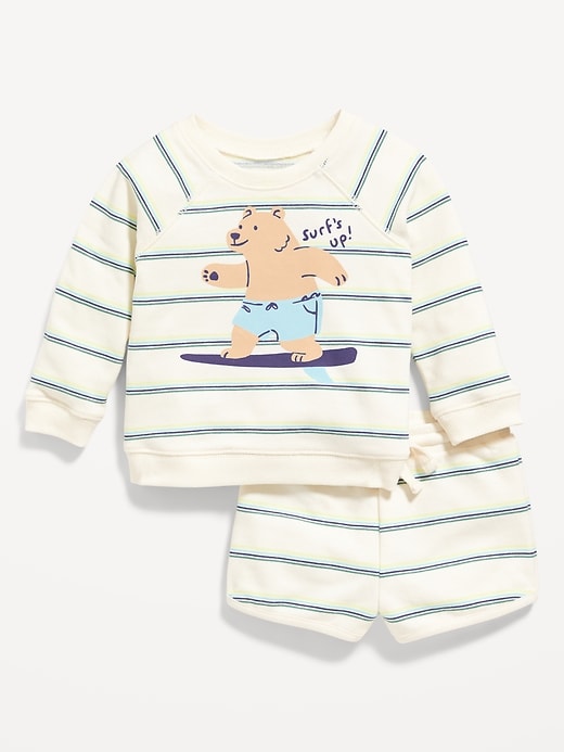 View large product image 1 of 3. Crew-Neck Graphic Sweatshirt and Shorts Set for Baby