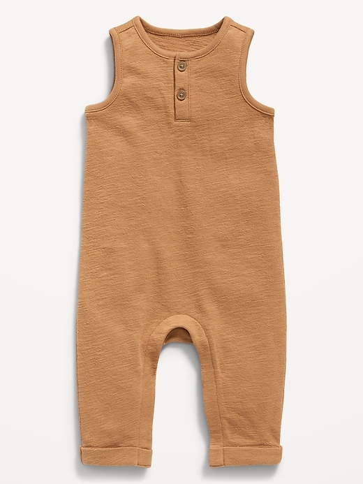 View large product image 1 of 1. Unisex Sleeveless Sweater-Knit Henley One-Piece for Baby