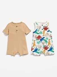 View large product image 3 of 3. Printed Thermal-Knit Henley Romper 2-Pack for Baby
