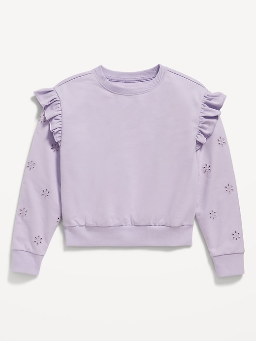 View large product image 1 of 3. Ruffled Floral-Eyelet Crew-Neck Sweatshirt for Girls