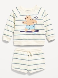 View large product image 3 of 3. Crew-Neck Graphic Sweatshirt and Shorts Set for Baby