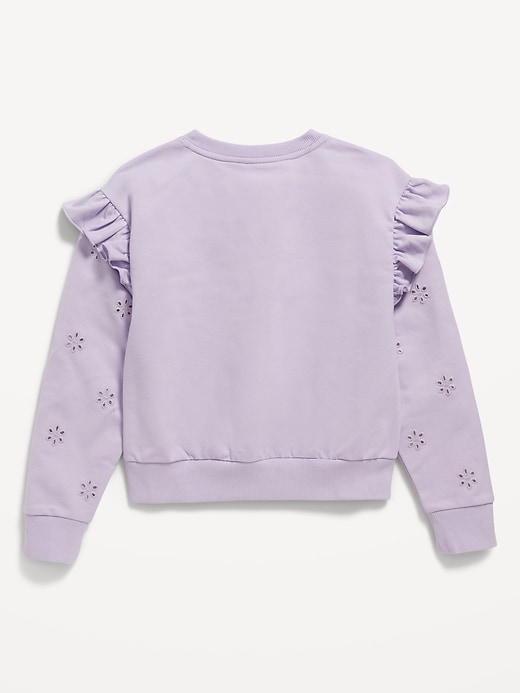 View large product image 2 of 3. Ruffled Floral-Eyelet Crew-Neck Sweatshirt for Girls
