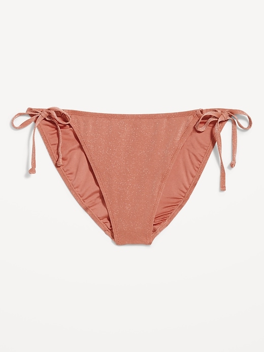 Image number 4 showing, Mid-Rise Side-Tie Shine String Bikini Swim Bottoms