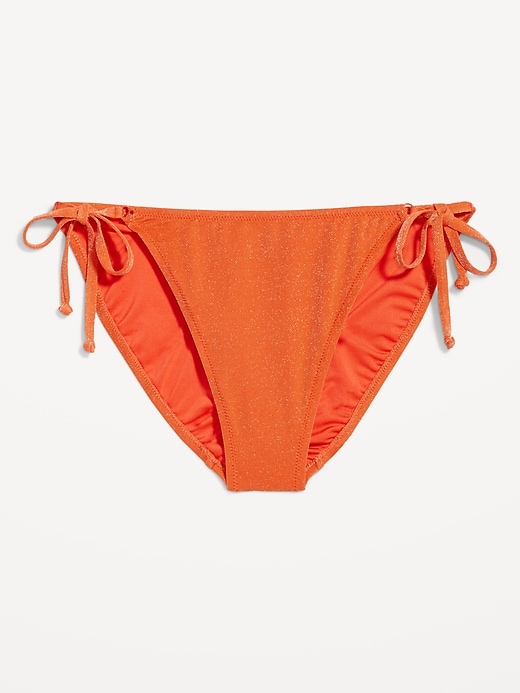 Image number 4 showing, Mid-Rise Side-Tie Shine String Bikini Swim Bottoms