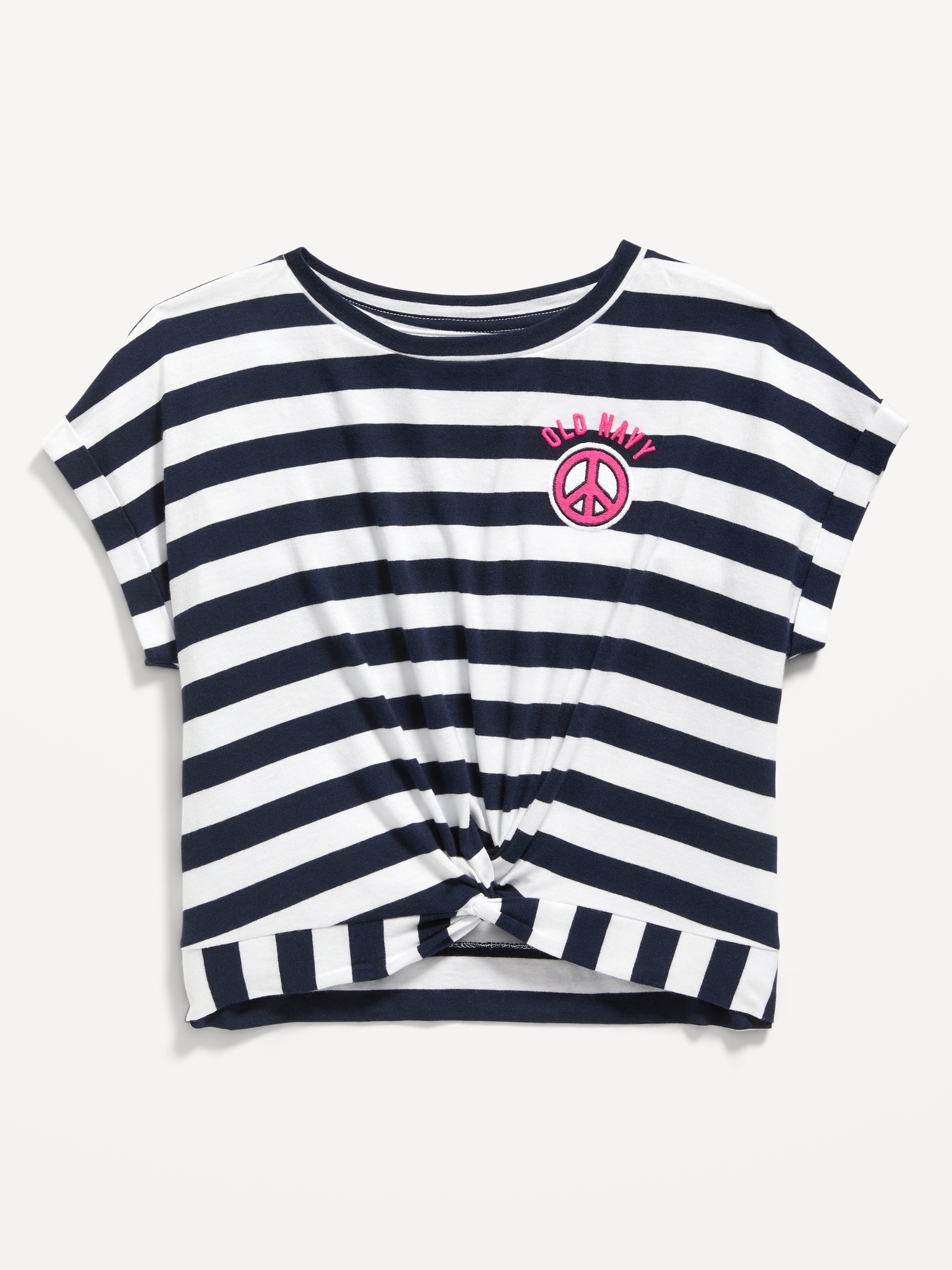 Dolman-Sleeve Logo-Graphic Twist-Front Top for Girls