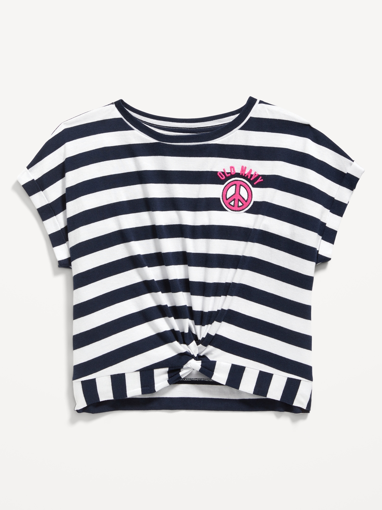 Dolman-Sleeve Logo-Graphic Twist-Front Top for Girls Hot Deal