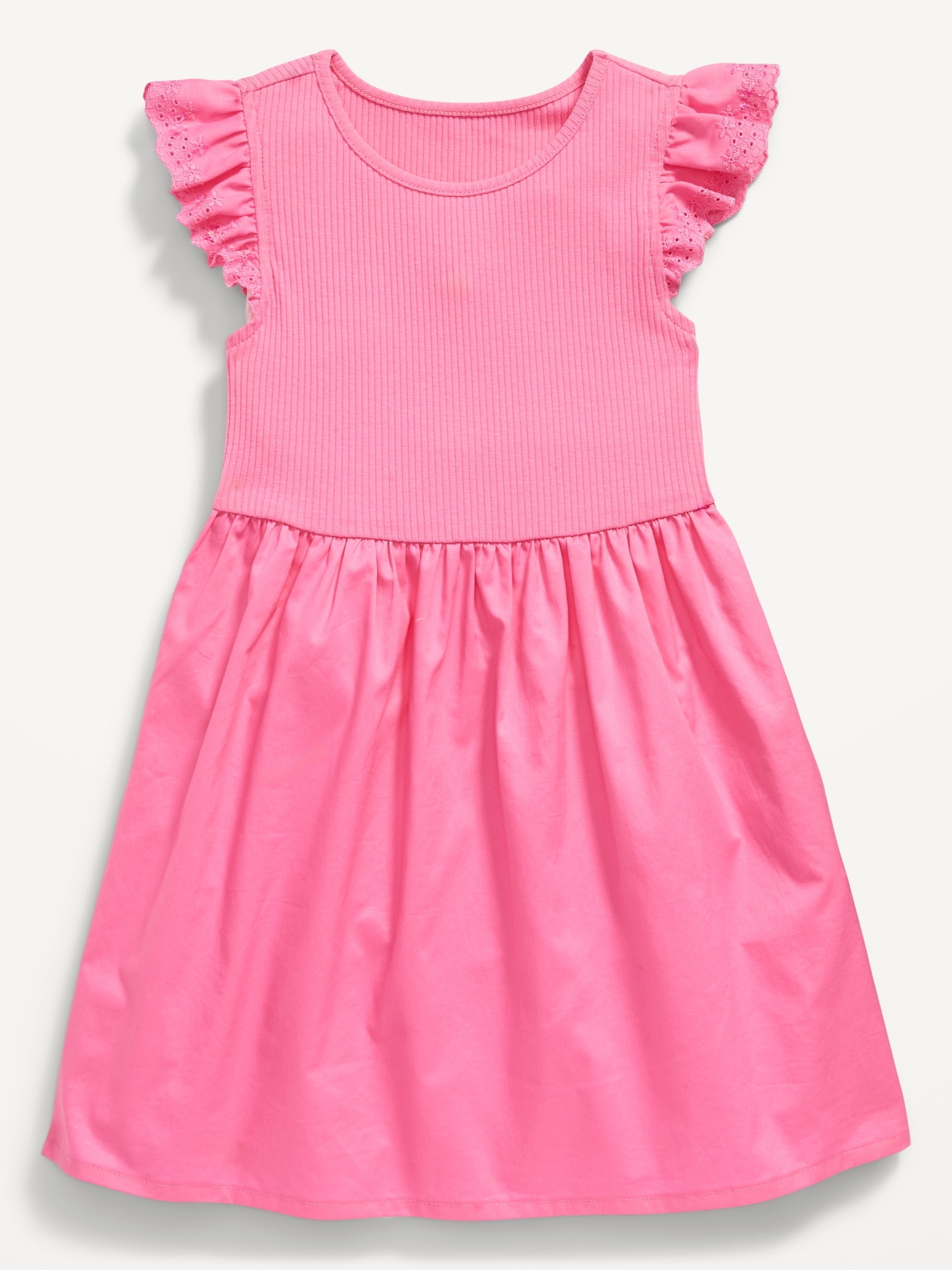 Flutter-Sleeve Fit and Flare Dress for Toddler Girls