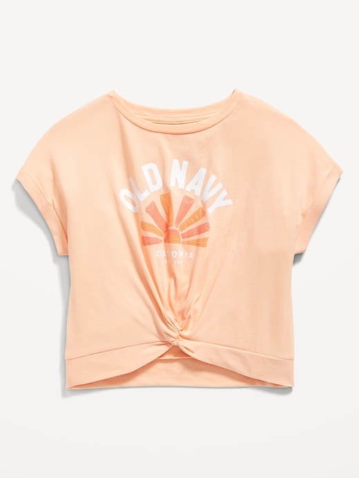 View large product image 1 of 2. Dolman-Sleeve Logo-Graphic Twist-Front Top for Girls