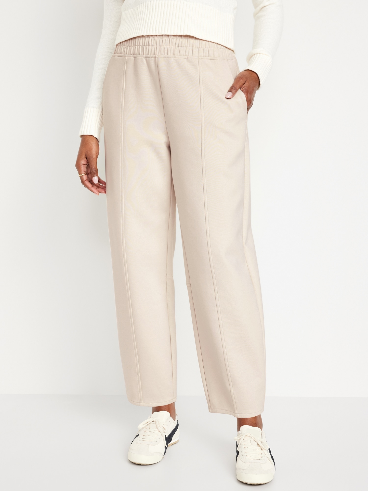 Mango Wideleg Pants with Elastic Waist Medium Heather Grey XL Women