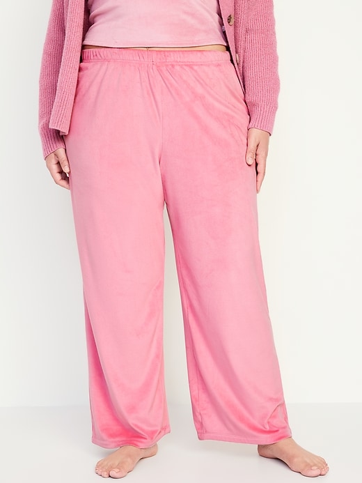 Image number 7 showing, High-Waisted Velour Pajama Pants