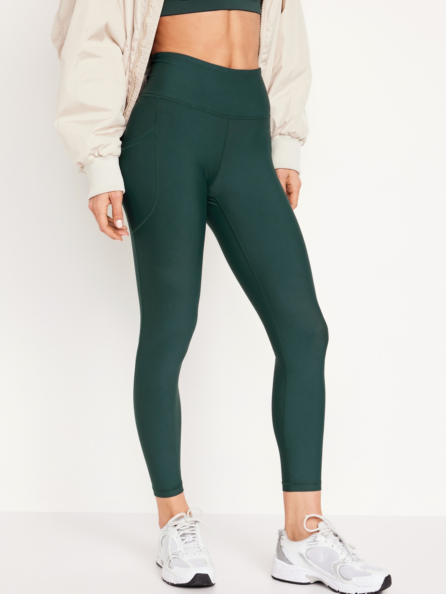 Old Navy High Waisted Powersoft Athletic Leggings 7/8 Briny Water Green XL  NEW