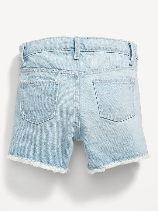 View large product image 2 of 2. High-Waisted Exposed Lace-Pocket Jean Shorts for Toddler Girls
