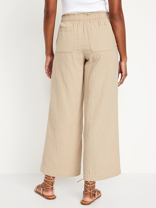 Image number 2 showing, High-Waisted Crinkle Gauze Pull-On Ankle Pants
