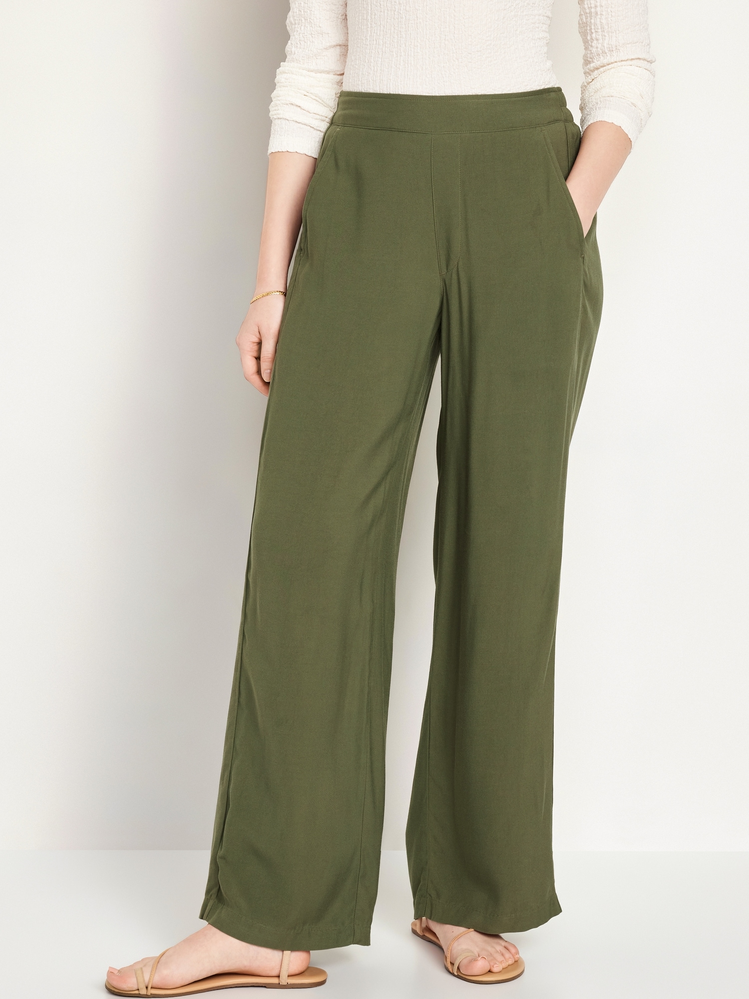 H&M High Waist Tapered Leg Utility Trouser Pants Olive Green Women's Size 8  | eBay