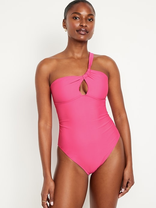 Image number 1 showing, One-Shoulder Cutout Swimsuit