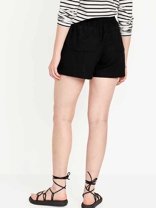 Image number 2 showing, High-Waisted Linen-Blend Pull-On Shorts -- 3.5-inch inseam