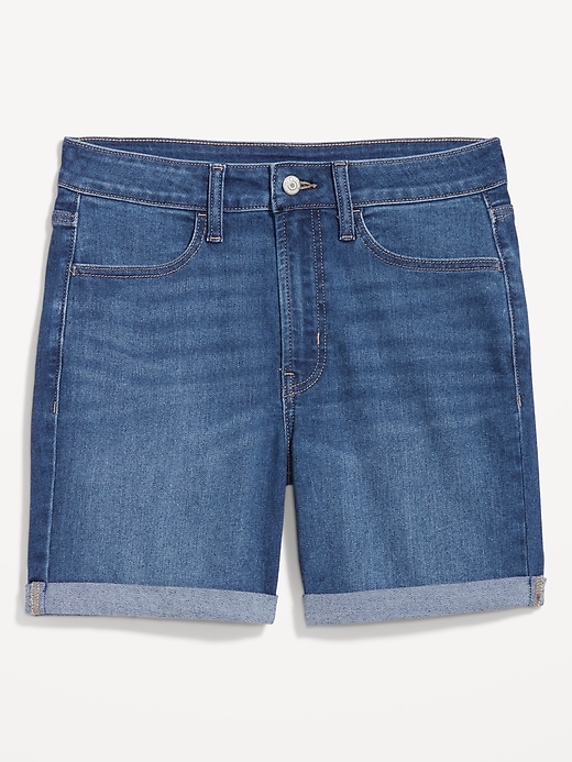 Image number 4 showing, High-Waisted Wow Jean Shorts -- 5-inch inseam