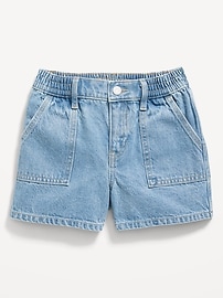 View large product image 4 of 4. Printed Elasticized High-Waisted Utility Jean Shorts for Girls