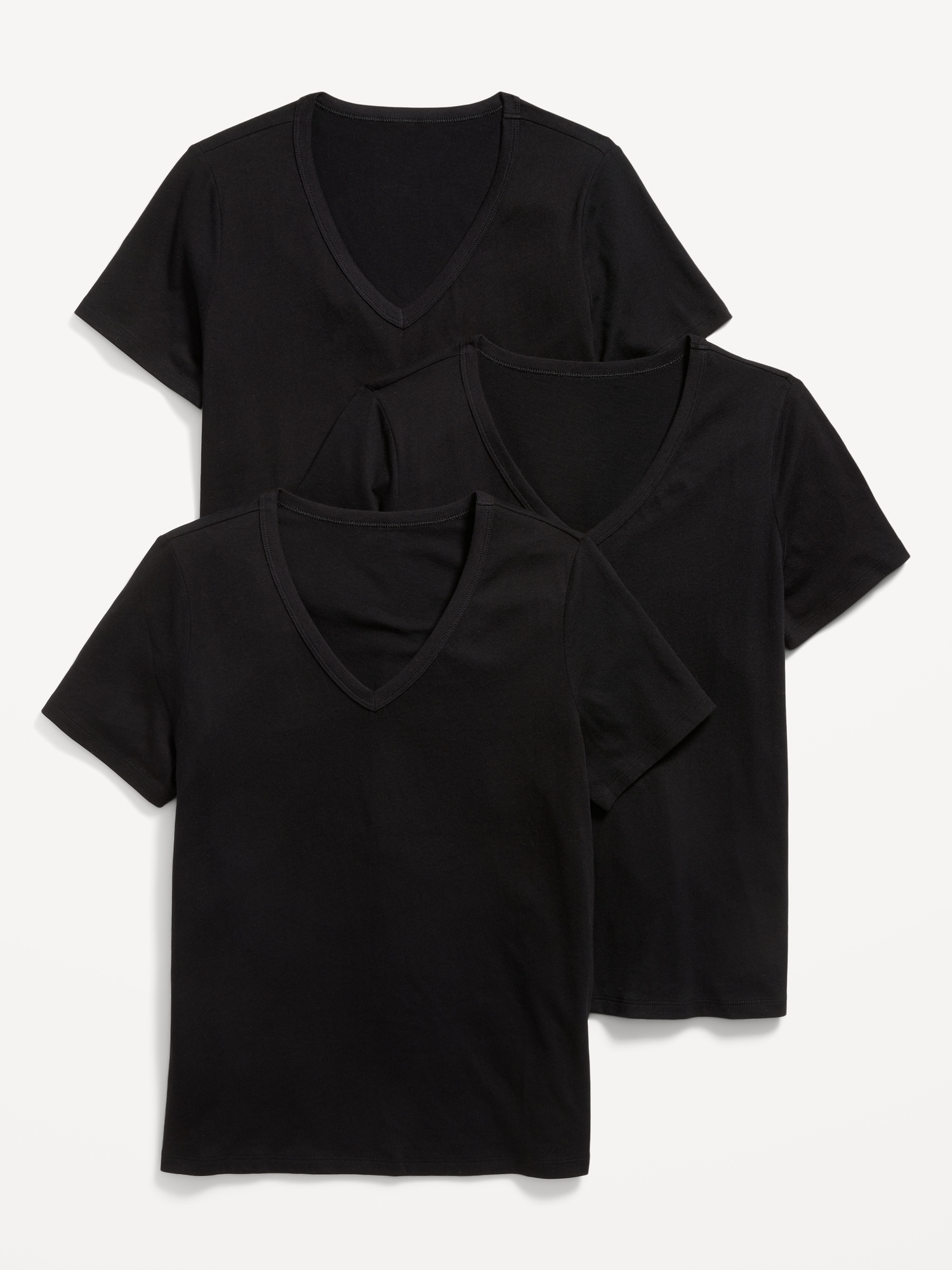 Женские футболки Old Navy EveryWear V-Neck T-Shirt 3-Pack, цвет: Чёрный