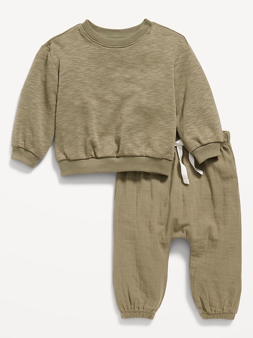 View large product image 1 of 2. Unisex Crew-Neck Sweatshirt & Jogger Pants Set for Baby