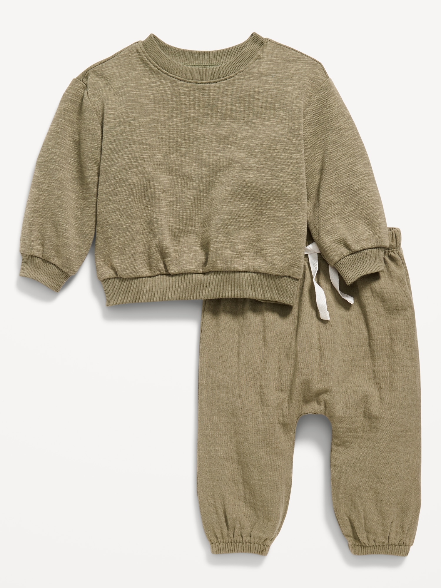 Unisex Crew-Neck Sweatshirt & Jogger Pants Set for Baby