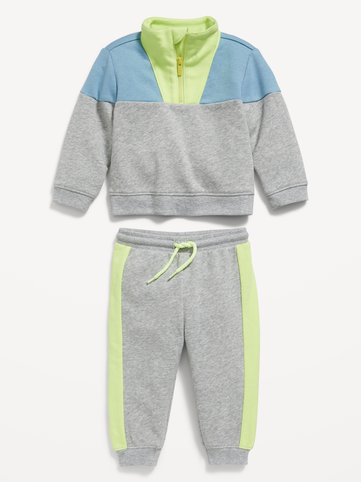 Color-Block Quarter-Zip Sweatshirt and Sweatpants Set for Baby 