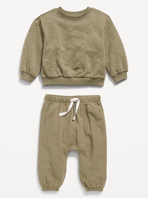 View large product image 2 of 2. Unisex Crew-Neck Sweatshirt & Jogger Pants Set for Baby