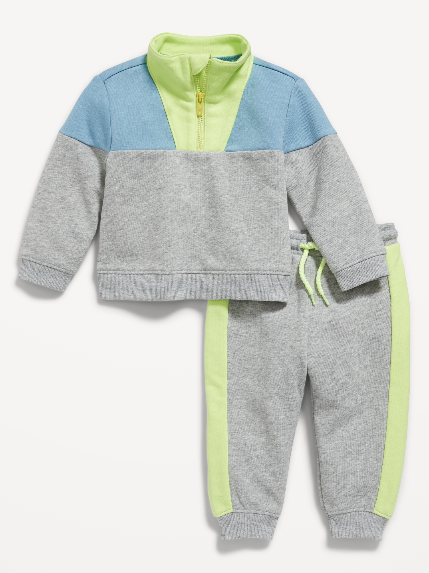 ColorBlock QuarterZip Sweatshirt and Sweatpants Set for Baby Old Navy