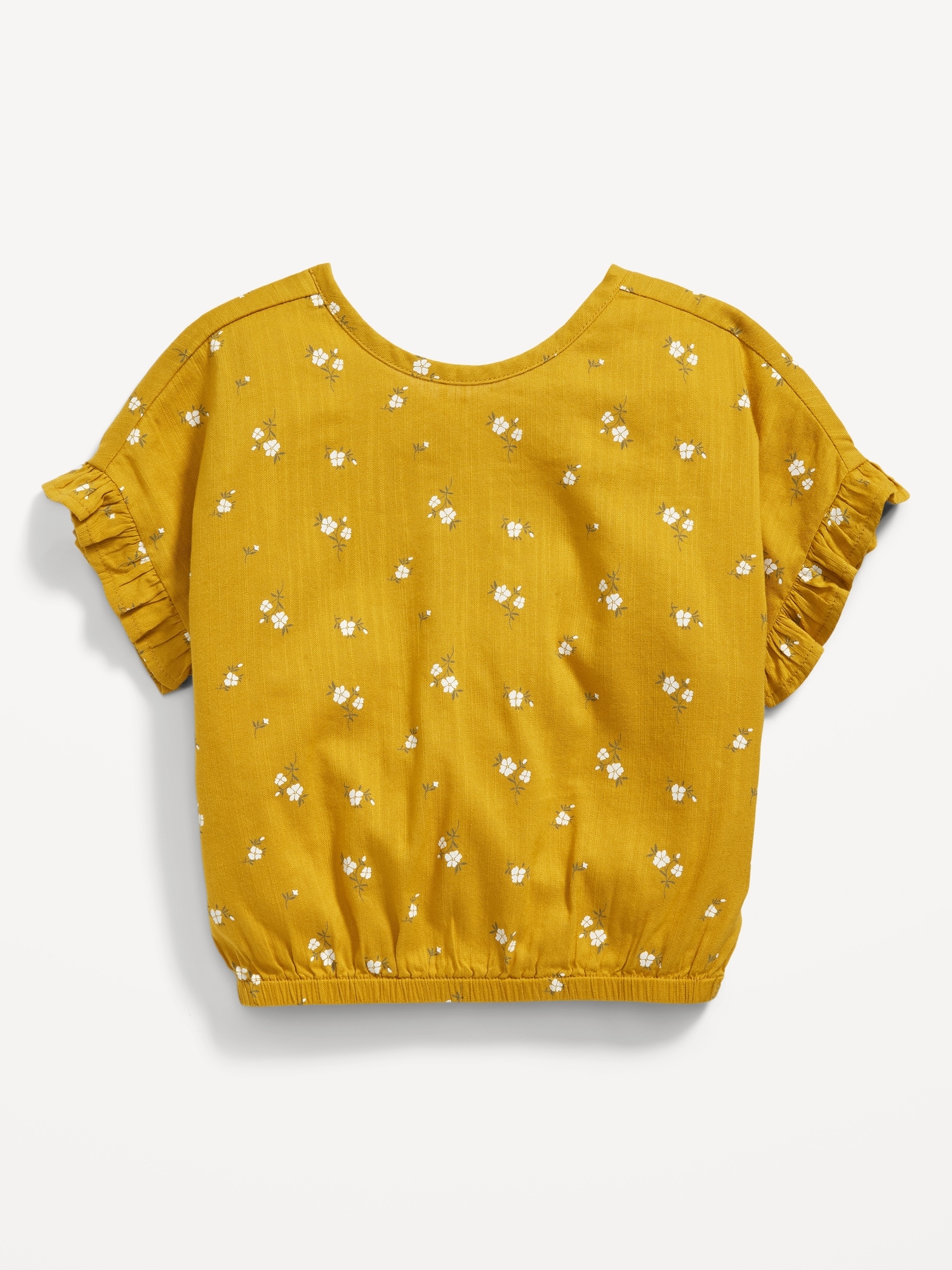 Printed Ruffle-Sleeve Button Back Top for Toddler Girls