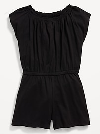 View large product image 3 of 3. Short-Sleeve Cinched-Waist Romper for Girls