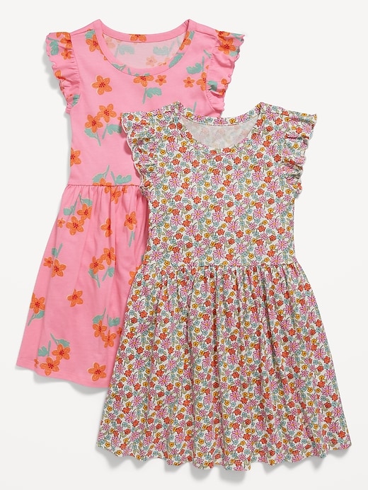 View large product image 1 of 2. Flutter-Sleeve Swing Dress 2-Pack for Girls