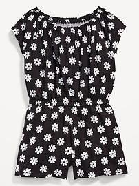 View large product image 3 of 3. Short-Sleeve Cinched-Waist Romper for Girls