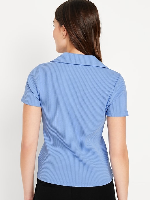 Image number 2 showing, Short-Sleeve Rib-Knit Collared Shirt