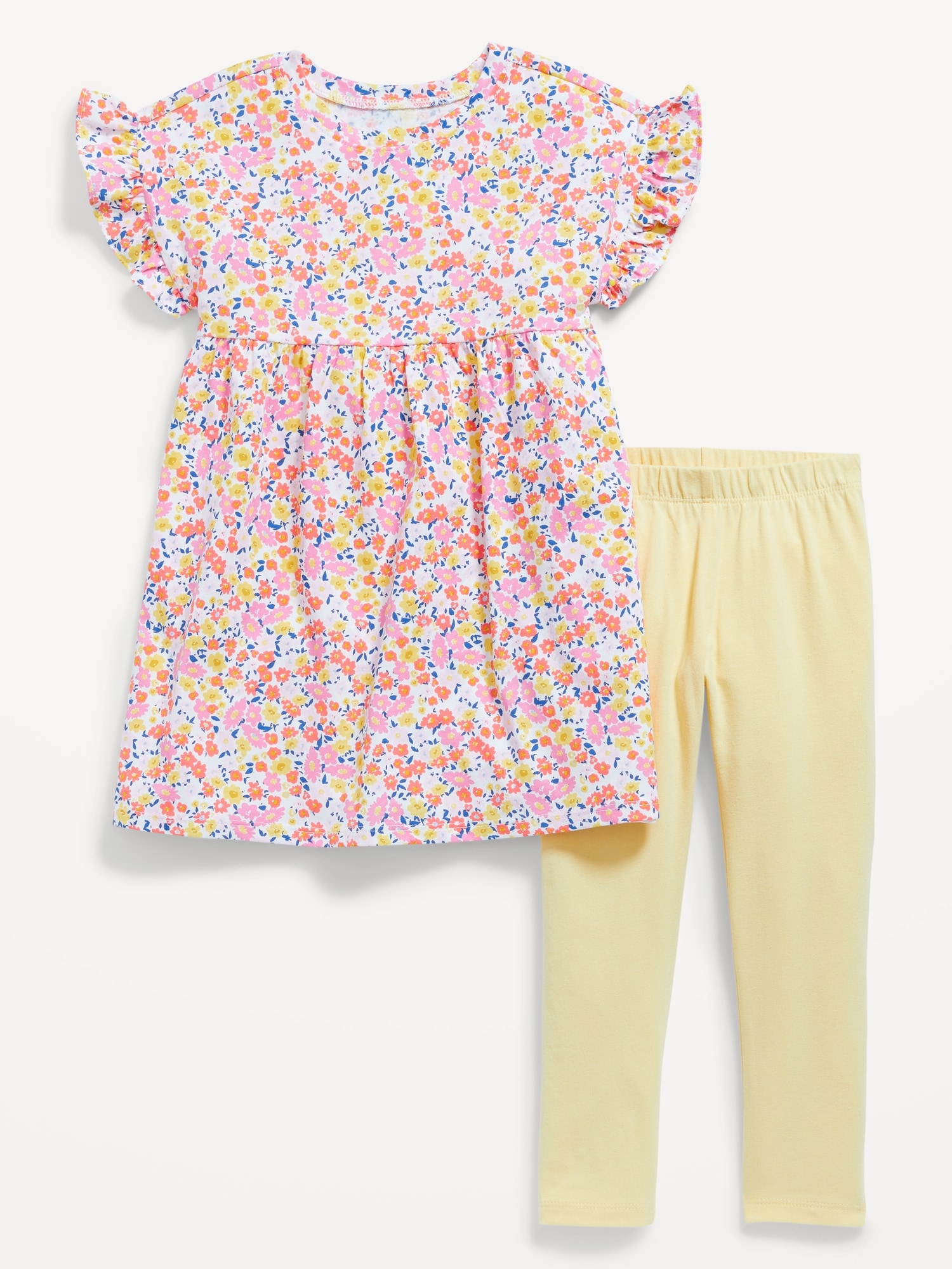 Flutter-Sleeve Dress & Leggings Set for Toddler Girls Hot Deal
