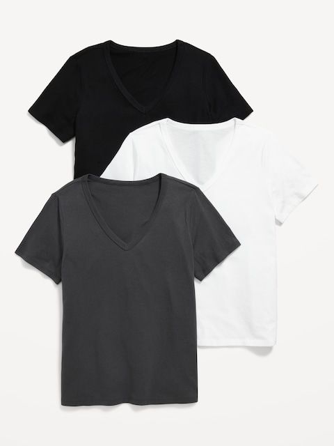 EveryWear V-Neck T-Shirt 3-Pack - Black/White/Gray