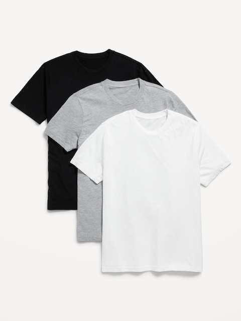 Solid Crew-Neck T-Shirt 3-Pack - White/Black/Heather Gray