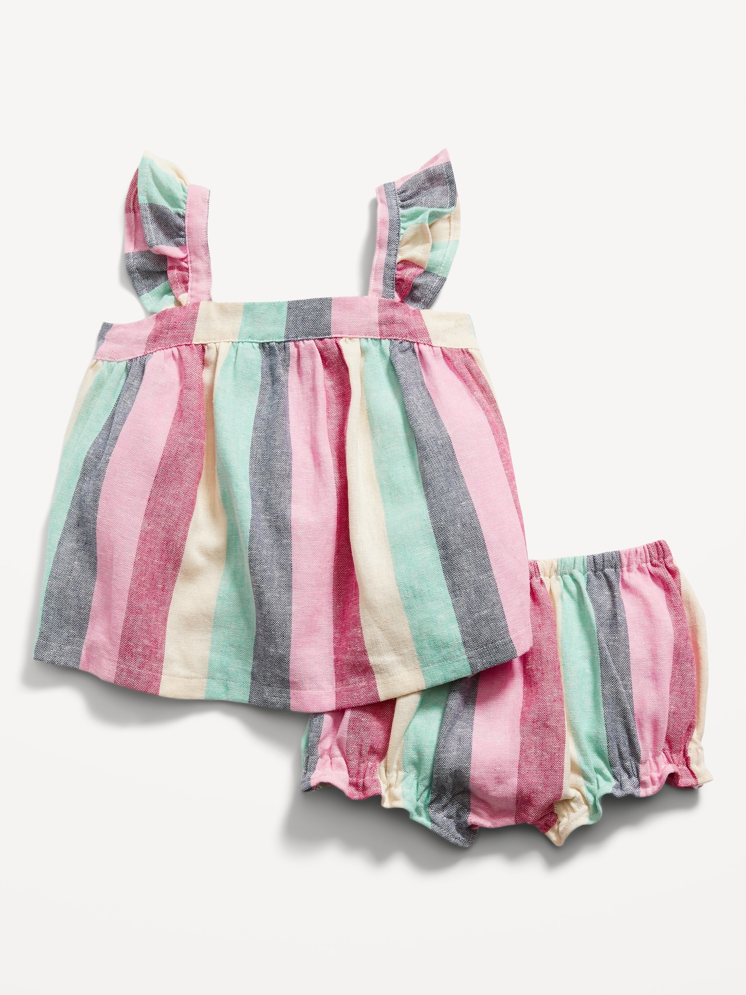 Sleeveless Ruffled Dobby Top and Bloomer Shorts for Baby Hot Deal
